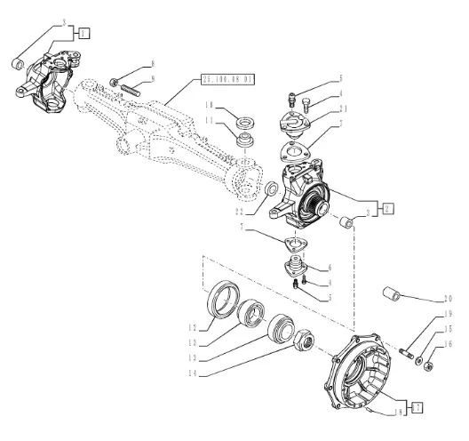 87382384 - Шкворень нижн. без датчика угл. пов. моста передн. T7/Pm.